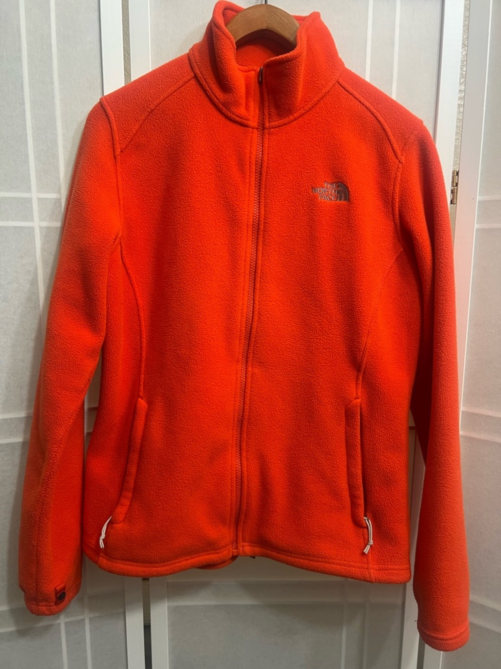 The North Face Bright Orange Fleece Jacket with Logo Tag